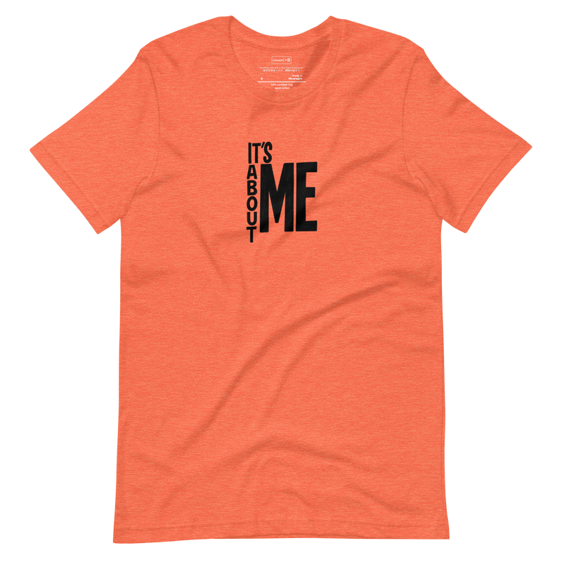Minimalist typography design with large “ME” text and vertical “it’s about” along the side, bold and modern.