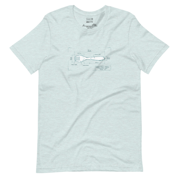 Hybrid Spork Schematic – Unisex Staple T-Shirt – Lifestyle Video