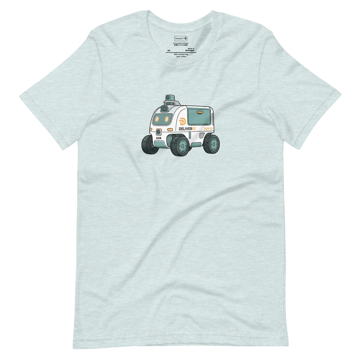 Simple line drawing of an autonomous delivery robot with marker accents on a Short Sleeve T-Shirt.