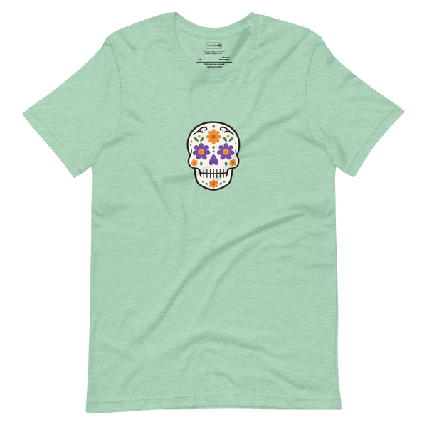 Minimalist Day of the Dead design with clean lines and soft color balance, inspired by memory and reflection.