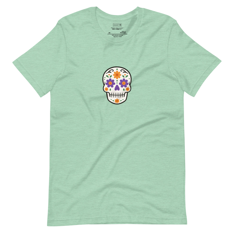 Minimalist Day of the Dead design with clean lines and soft color balance, inspired by memory and reflection.