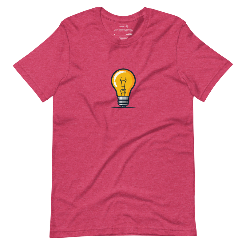 Minimalist line drawing of an old-fashioned 60-watt lightbulb with visible filament, clean modern T-Shirt design.