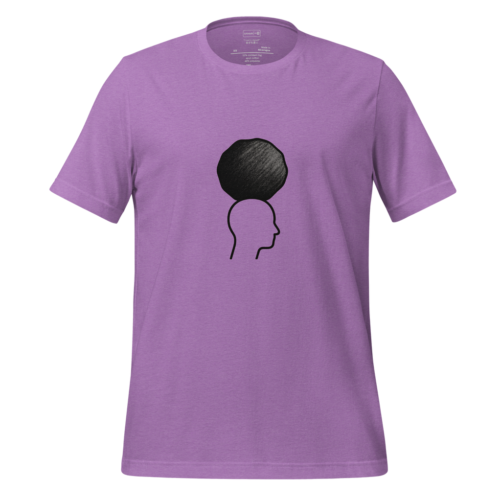 Heavy Head #125 - Minimalist line drawing of head with boulder symbolizing mental weight and heavy thoughts