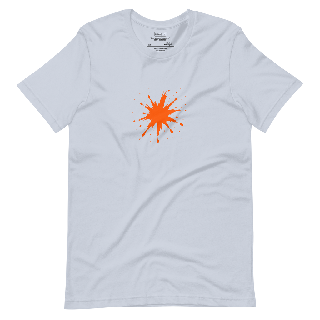 Minimal abstract splatter shape, bold and organic like an accidental ink blot.
