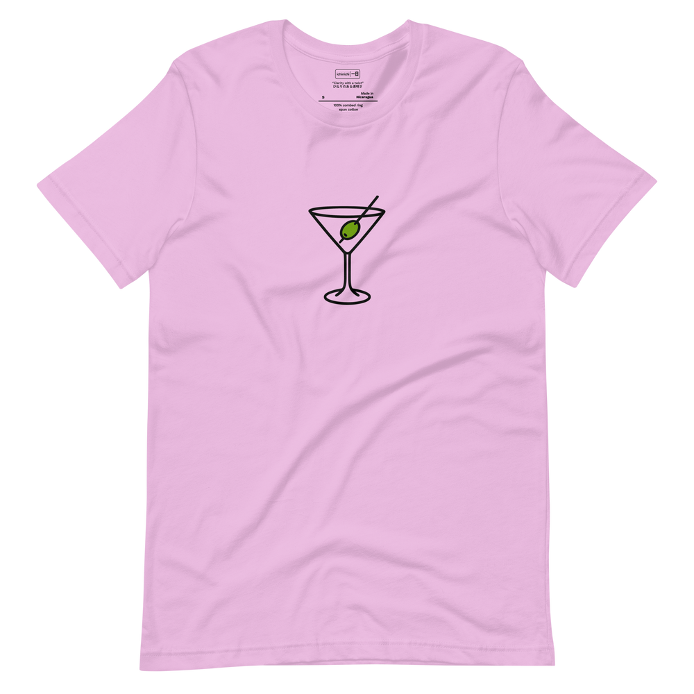 Minimal illustration of a martini glass with a single olive.
