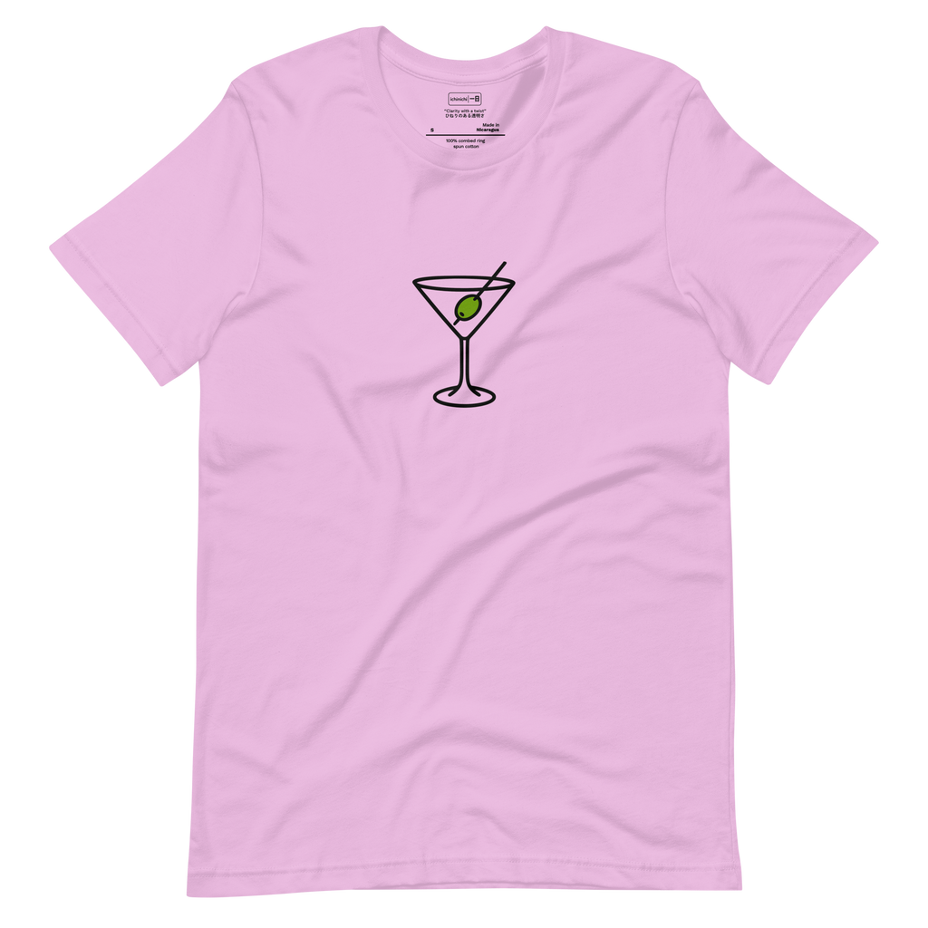 Minimal illustration of a martini glass with a single olive.

