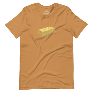 Minimalist illustration of a gold bar, Unisex Short Sleeve T-Shirt.