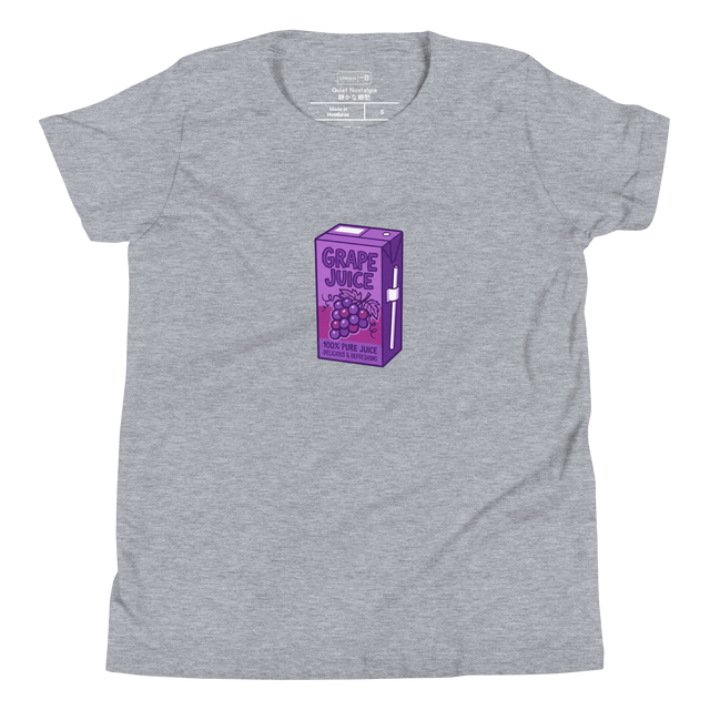 Marker illustration of a purple grape juice carton on a youth t-shirt.