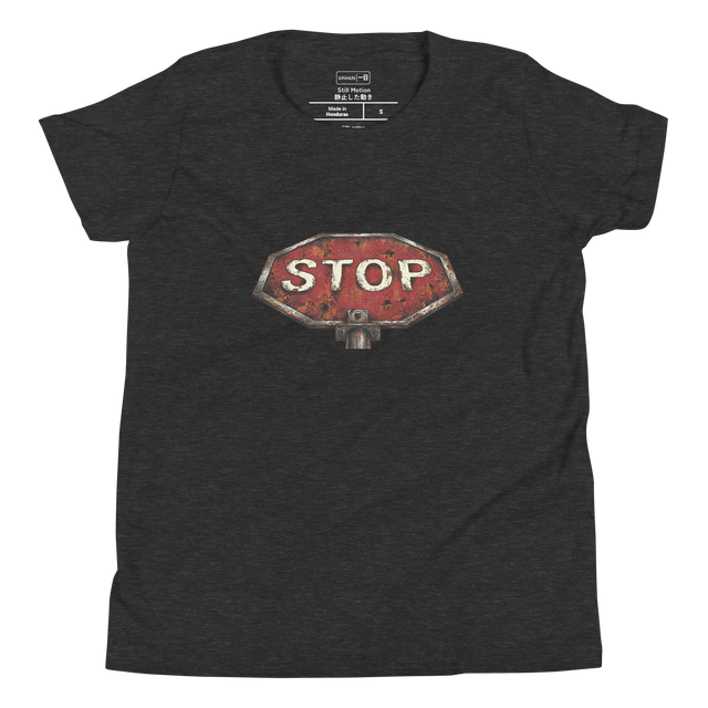 Colorful weathered stop sign graphic for kids, Youth T-Shirt.