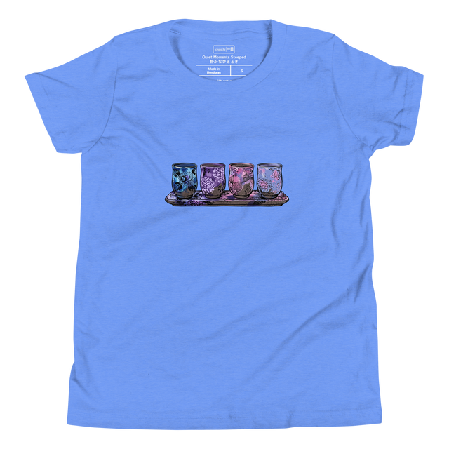 Hydrangea Yunomi ink wash graphic on front of Youth T-Shirt