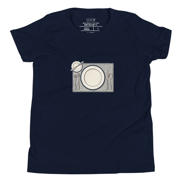 Bird's eye view table setting illustration in clean paint brush lines on Youth T-Shirt
